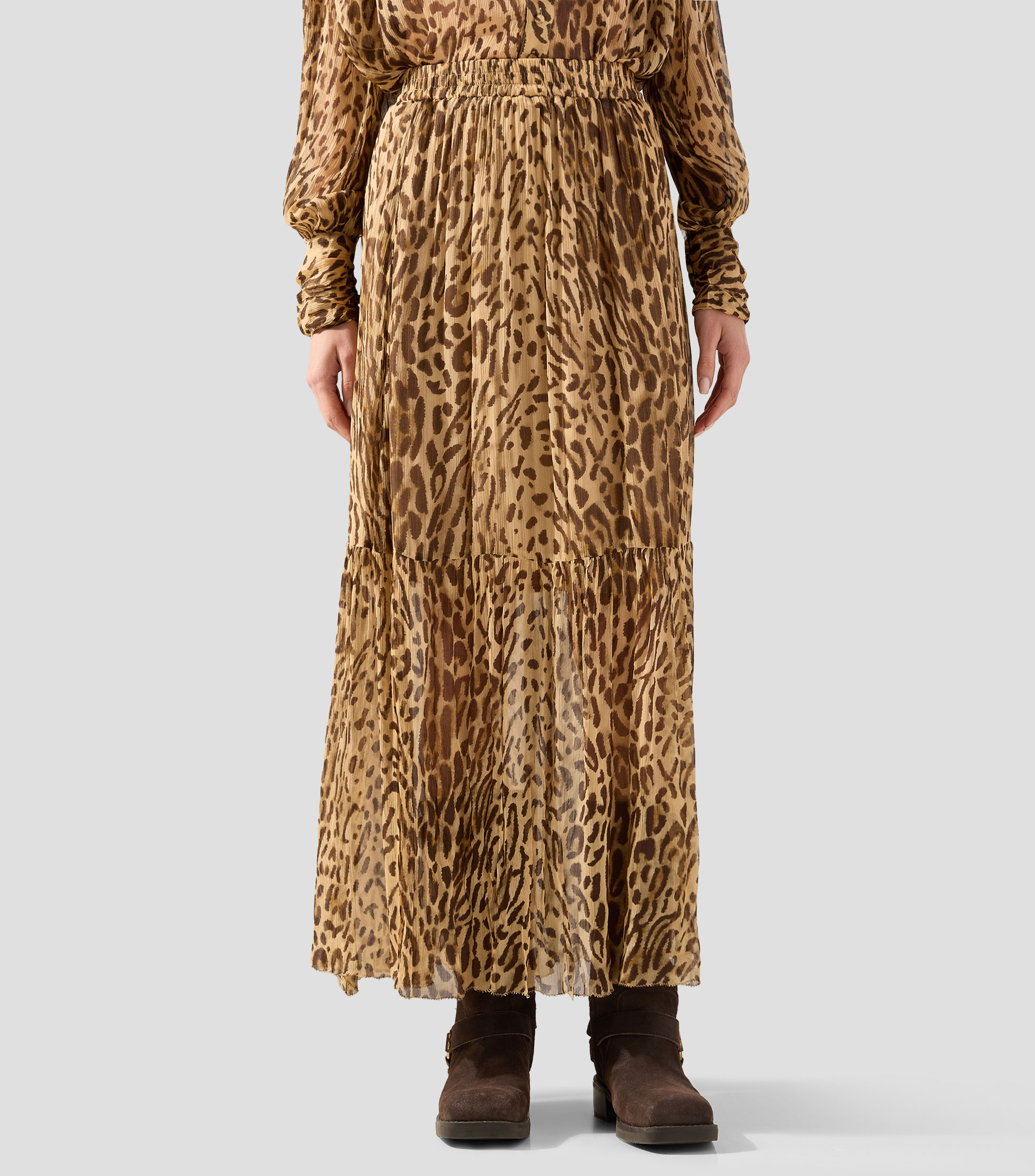 Falda midi de corte regular estampada Mujer